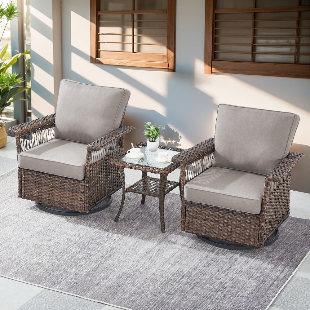 Gymojoy 3 Piece Outdoor Bistro Swivel Chairs Set
