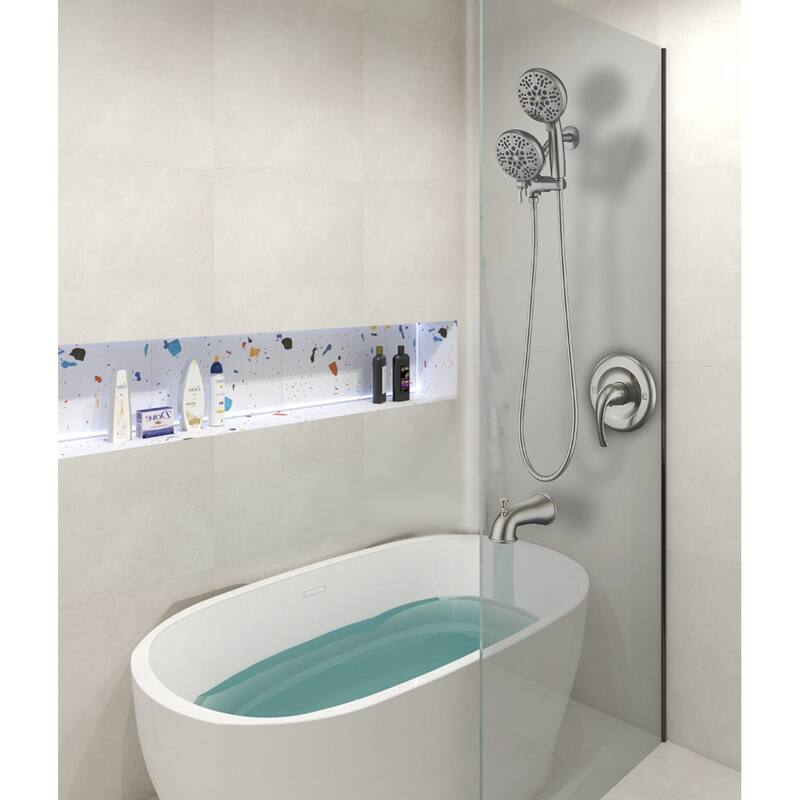 Complete Shower System with Tub Shower Faucet Set 5in Head Matte Black