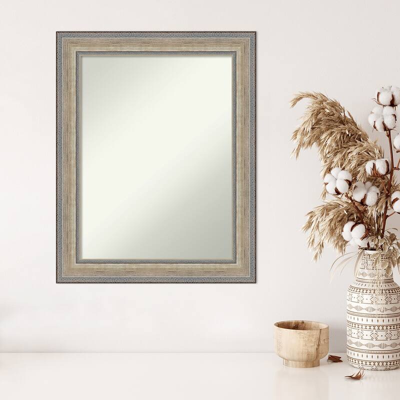 Fleur Silver Non-Beveled Wood Framed Wall Mirror - Fleur Champagne Silver