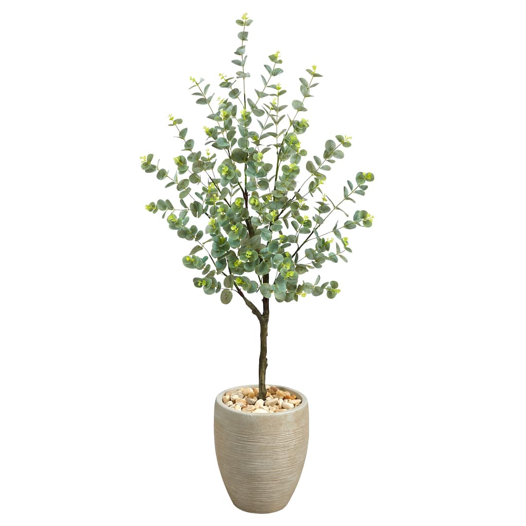 4.5' Eucalyptus Artificial Tree in Sand Colored Planter - 12.5"