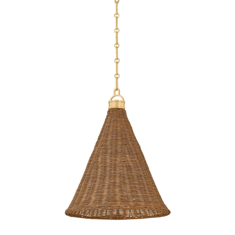 Hudson Valley Lighting MDS2102 Kensington 15" Wide Pendant with Walnut - Aged Brass