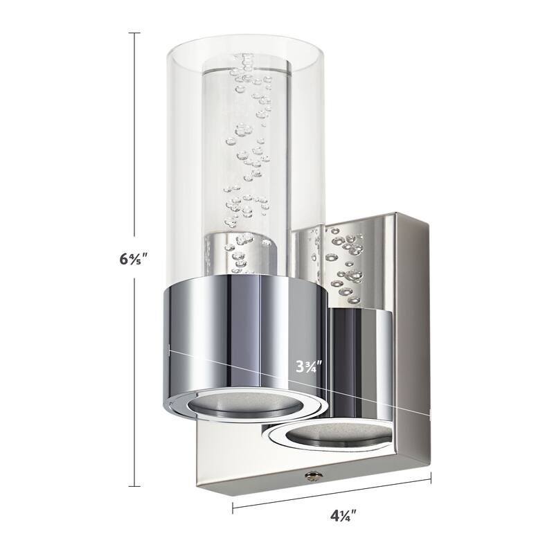 CO-Z 7-Inch Acrylic Wall Sconce Vanity Light Integrated LED - Chrome