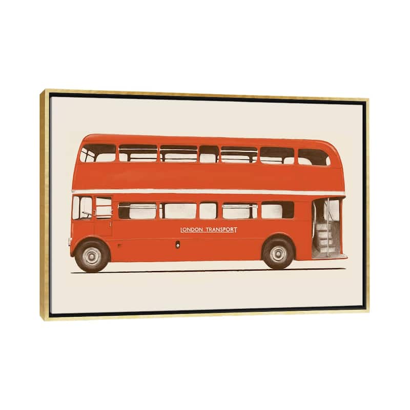 iCanvas "English Bus (London Transport Double-Decker)" by Florent Bodart Framed - Gold - 18x26