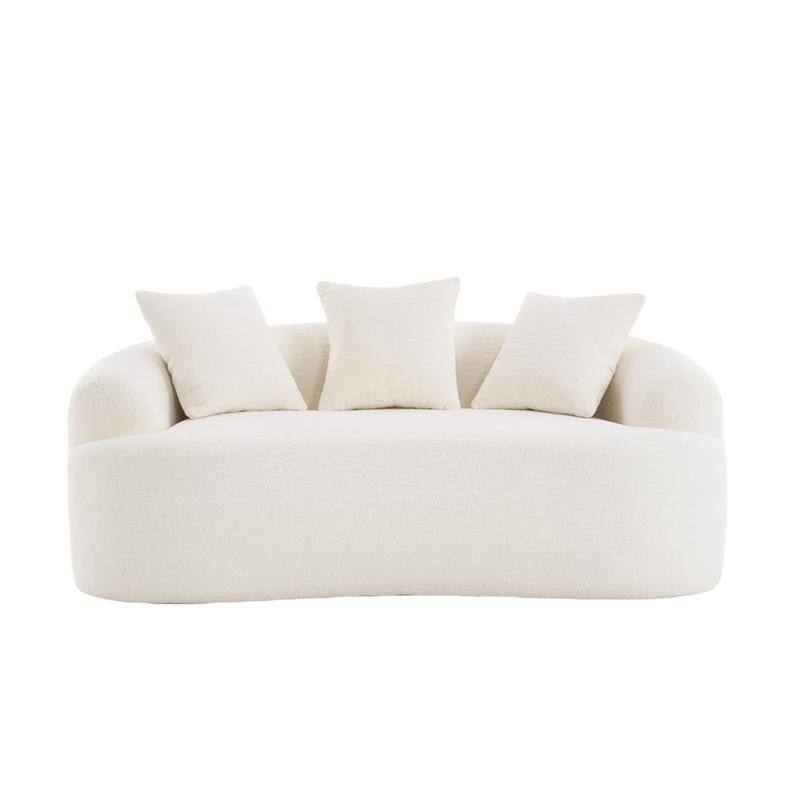 Curved Loveseat Full Compression Sponge Sofa, Chenille Fabric