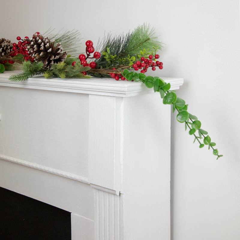 5' x 10" Berry Pine Eucalyptus Artificial Christmas Garland - Unlit
