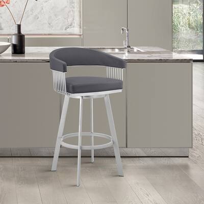Bronson Modern Swivel Counter/Bar Stool in Faux Leather and Metal