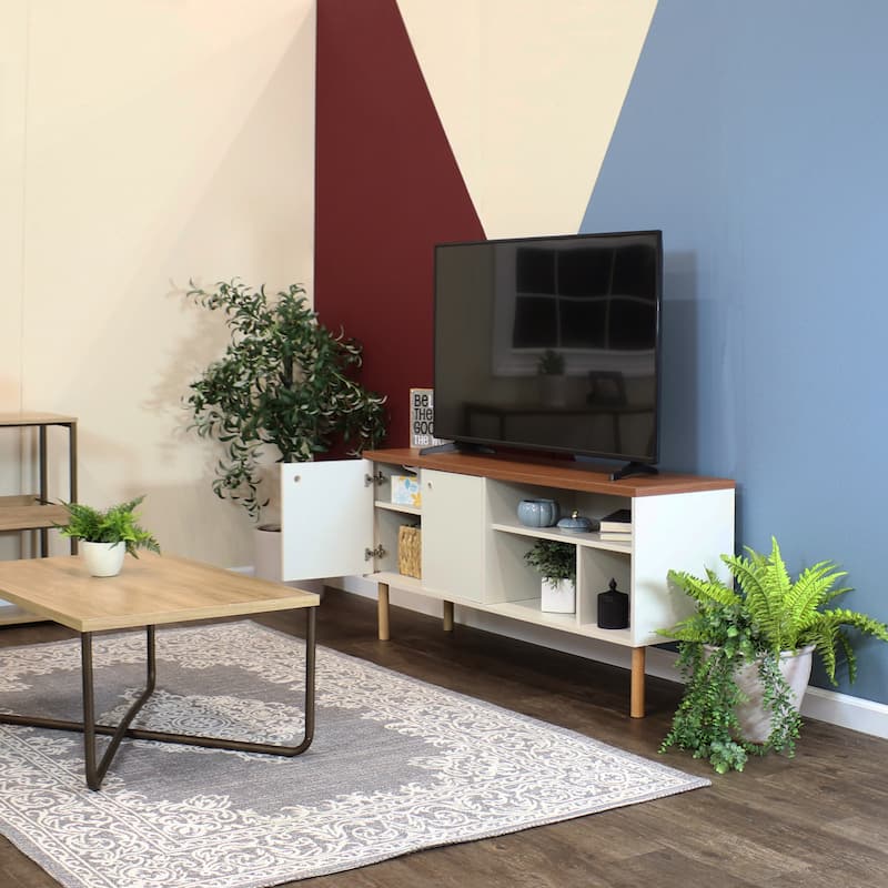Sunnydaze Mid-Century Modern TV Stand Media Console for 55" TV