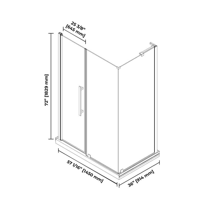 OVE Breeze Pivot Corner Frameless Pivot Shower Door Kit with Base Pan
