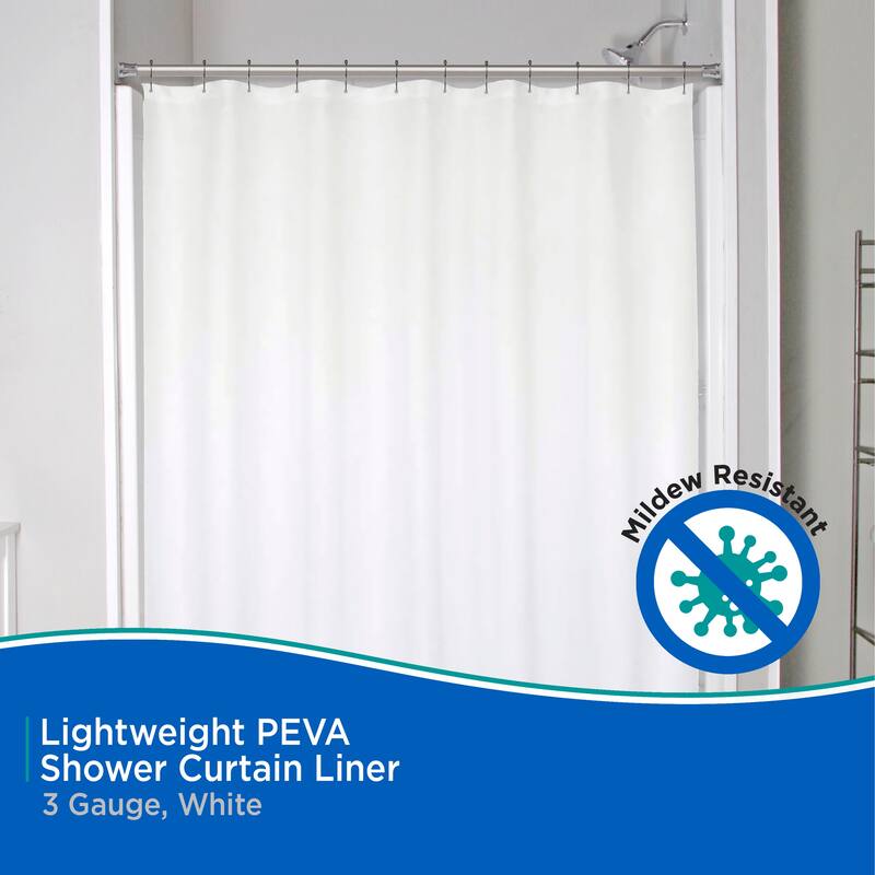 Kenney Lightweight PEVA Shower Curtain Liner, 70" W x 72" H