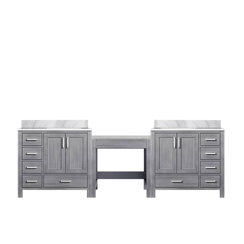 Coraline 102 in W x 22 in D Double Bath Vanity and Carrara Marble Top - Distressed Grey