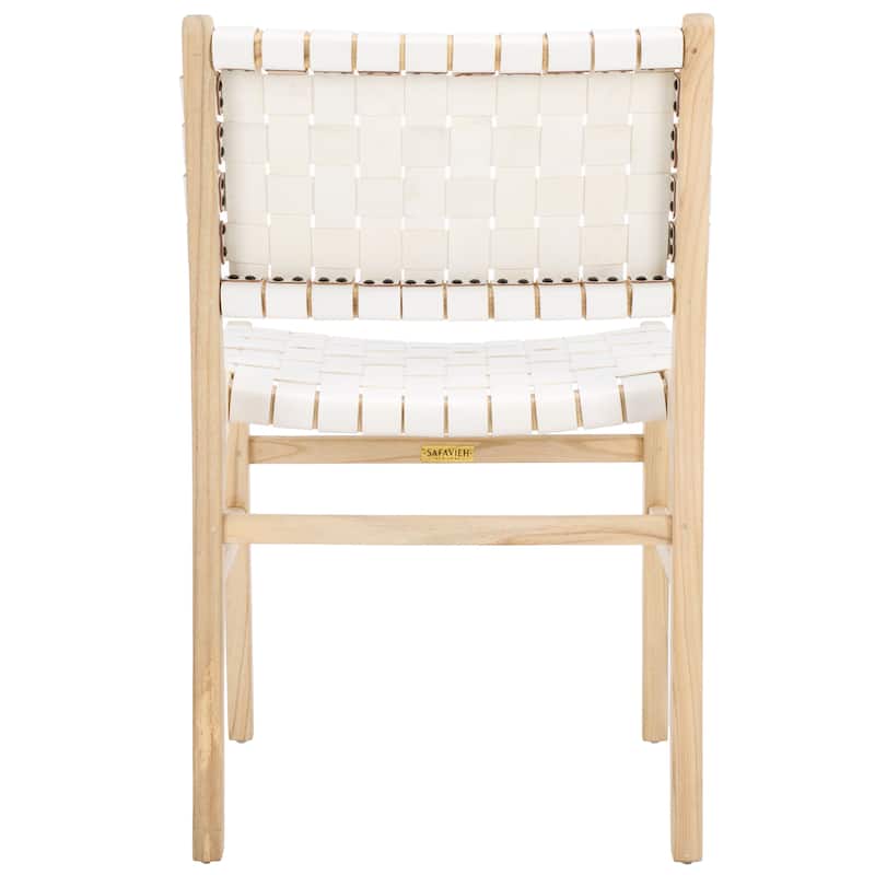 SAFAVIEH Home Taika 18-inch Woven Leather Dining Chair [SET of 2] - 20Wx22Dx33H