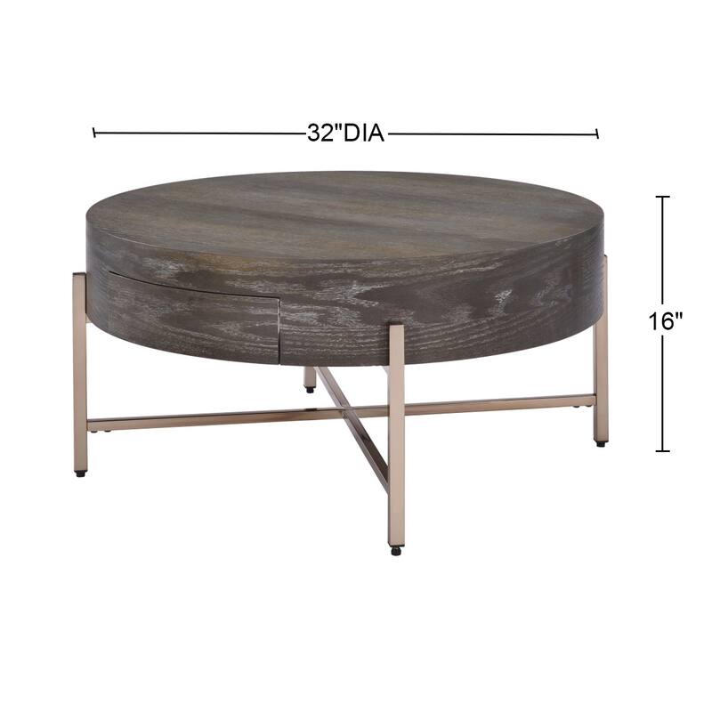 Drum Coffee Table With 1 Drawer