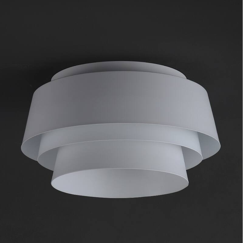 SAFAVIEH Gerli 3-Light 14-inch Layered Flush Mount (LED Bulbs Included) - 14 In. W x 14 In. D x 7.8 In. H - White - 14Wx14Dx8H