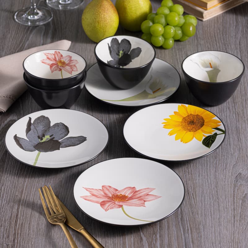 Noritake Colorwave Graphite Set Of 4 Floral Appetizer Plates, 6-1/4"