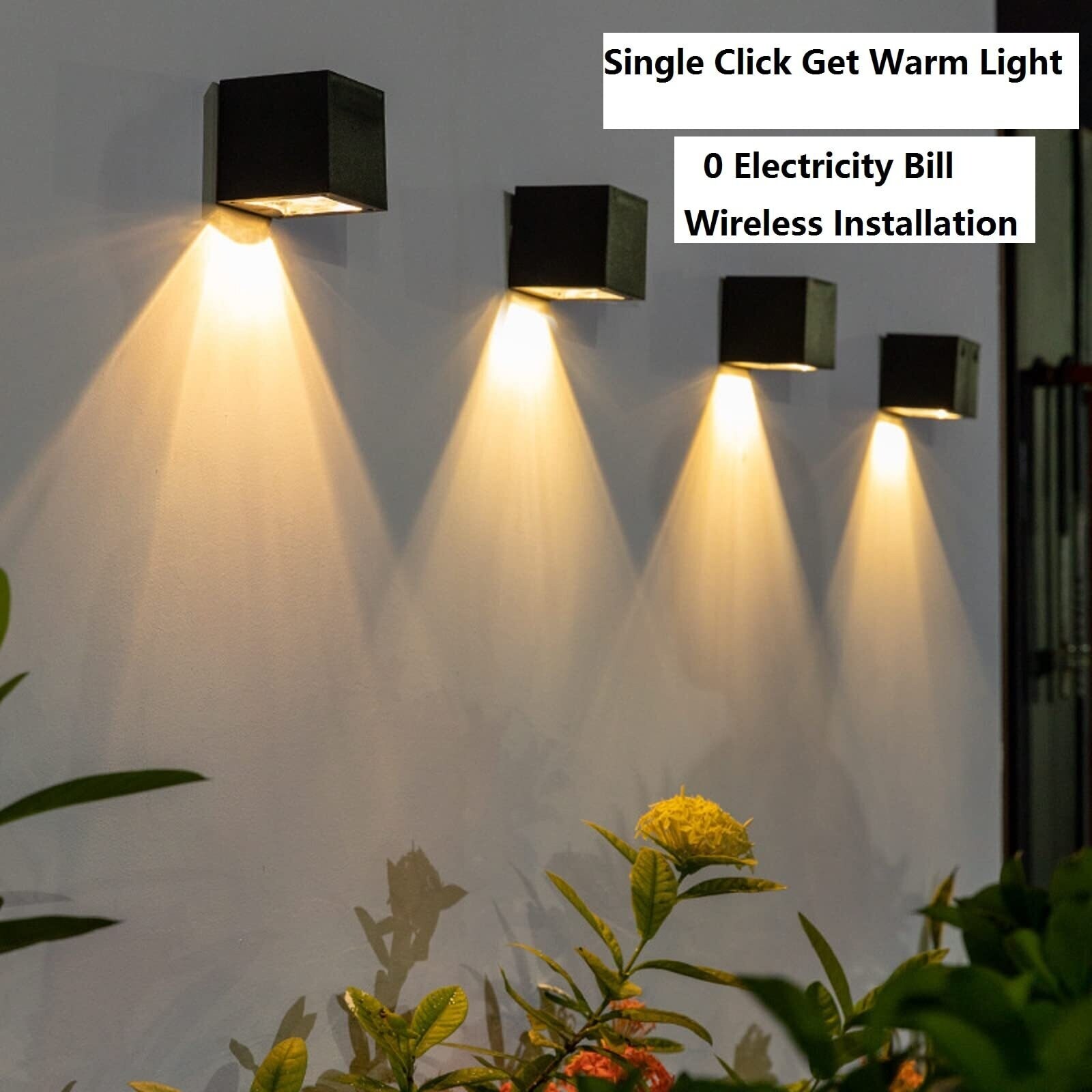 Multi Color Solar Wall Lights Outdoor Square Wireless Wall Mount Lights 1PACK Bed Bath Beyond 40180537