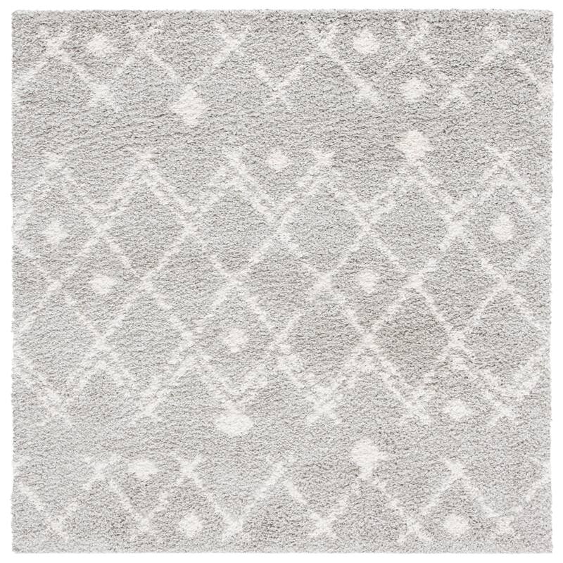 SAFAVIEH Berber Shag Jakolien Light Grey/Cream Rug - 5'1" Square - Light Grey/Cream