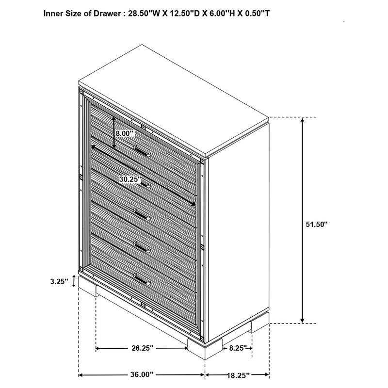 Eleanor Rectangular 5-drawer Chest Black