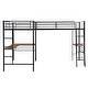 preview thumbnail 11 of 11, Twin Size Metal Loft Bed with Built-in Desks and Guardrails, Black