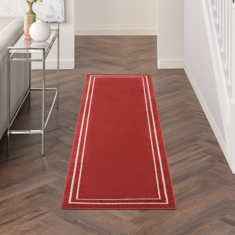 Nourison Essentials Indoor/Outdoor Solid Area Rug - 8' Runner - Brick/Ivory