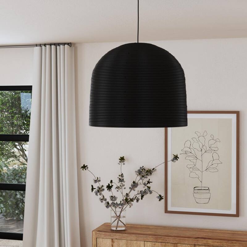 Indigo Road by Egypt Sherrod x East at Main Java Rattan Dome Pendant Light - Black