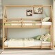 preview thumbnail 24 of 34, House-Style Twin Over Twin Bunk Bed with Headboards, Footboards, Guardrails, Ladder, Rubber Wood Construction Beige