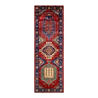 One of a Kind Hand Knotted Traditional Tribal Traditional Area Rug - 8' 3" X 2' 8"