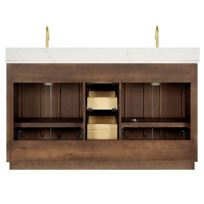 Oza Bath Vanity with Quartz Stone Top and Mirror