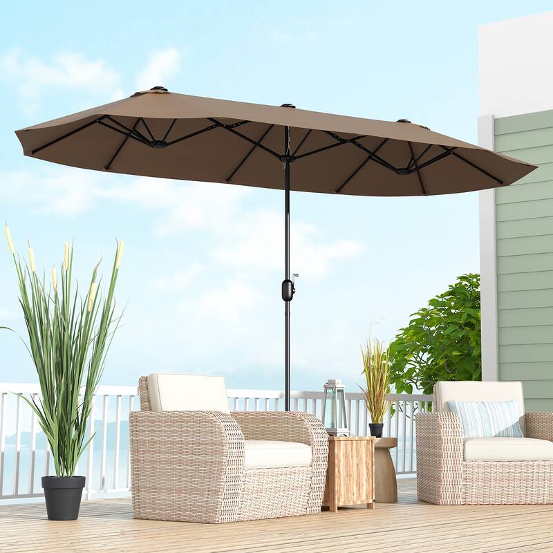 Gymax 13FT Double-sided Patio Umbrella w/ Crank Handle Umbrella Base