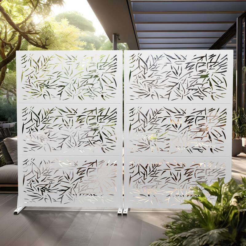 Outdoor Privacy Screen Free Standing Bamboo Leaves