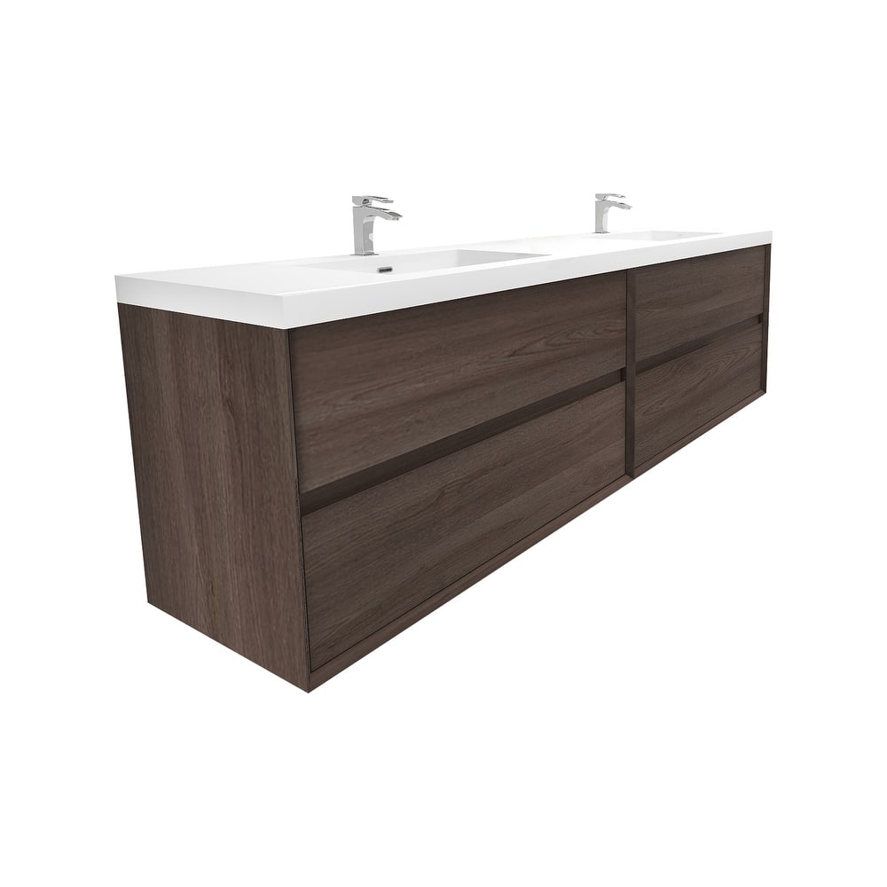 Selina 84" Wall Mounted Vanity with Double Sink - 84