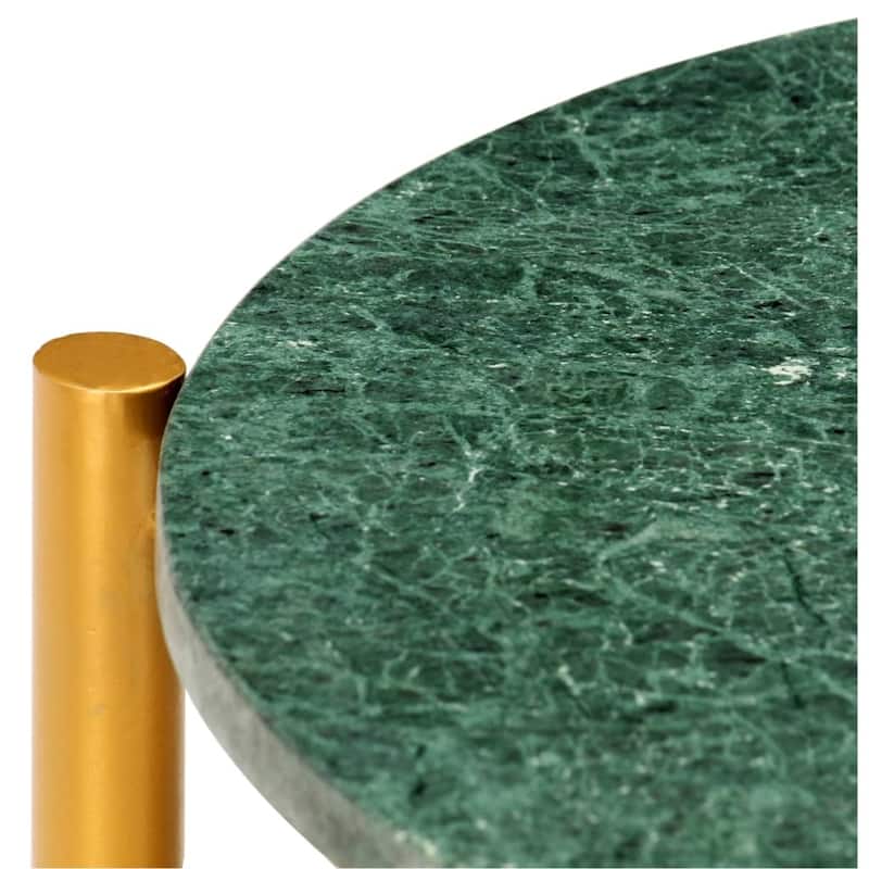vidaXL Coffee Table Real Stone with Marble Texture Table Furniture Green/White - 23.6"x23.6"x13.8"