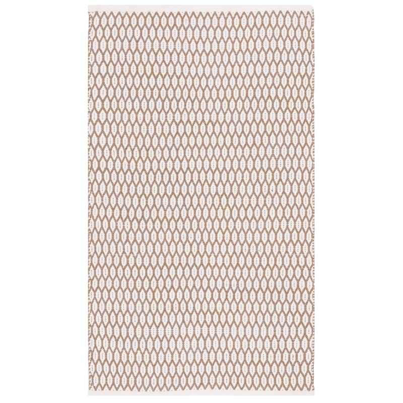 SAFAVIEH Handmade Flatweave Montauk Cassidy Casual Cotton Rug - 2' x 3' - Beige/Ivory