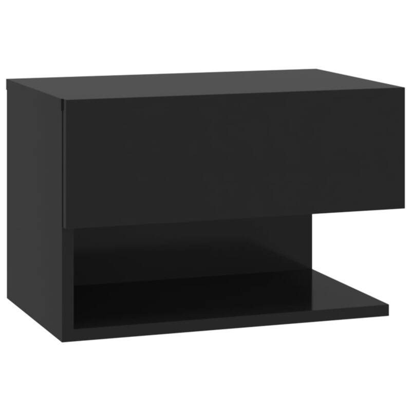 vidaXL Wall-mounted Bedside Cabinet Black Engineered wood Compact