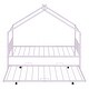 preview thumbnail 23 of 52, Metal House Bed with Twin Size Trundle, Twin/Full Size Playhouse Bed Montessori Bed with Roof Design for Kids Bedroom