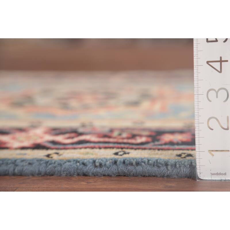 Light Blue Traditional Heriz-Serapi Foyer Rug Hand-Knotted Wool Carpet - 3'1"x 5'0"