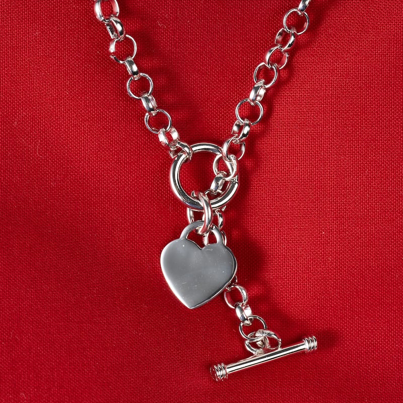 Miadora Sterling Silver Heart Toggle Necklace