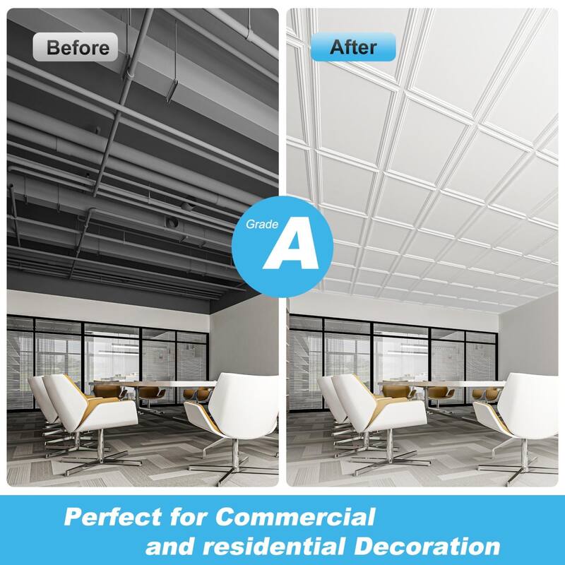 Art3d 24"x48" 3D PVC Wall & Ceiling Panels, Set of 12, Covers 96 Sq.Ft