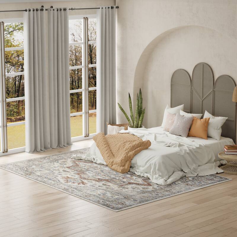 Nourison Abby Machine Washable Indoor only Persian Floral Area Rug.