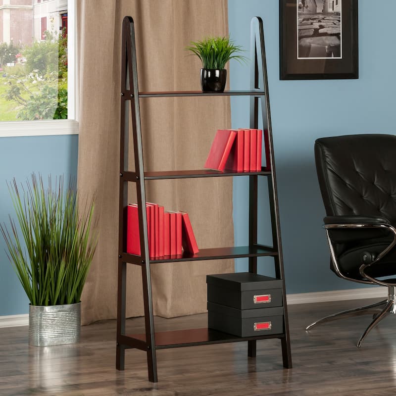 Avalon 4-Tier A-Frame Shelf, Espresso - 24.96 x 12.91 x 58.43 inches