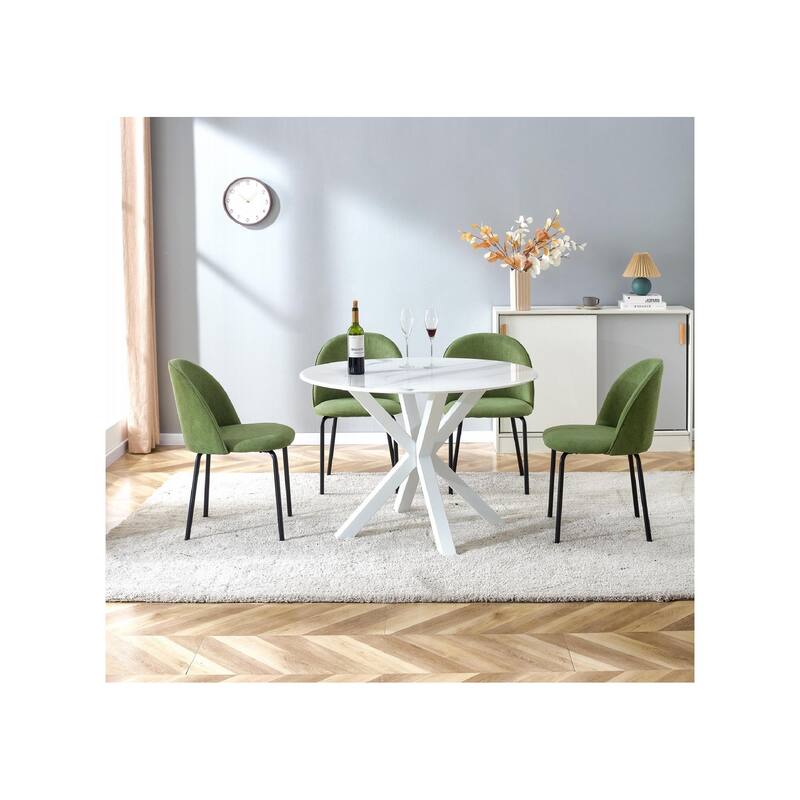 Modern Chair 2-Piece Set with Soft Seat and Comfortable Backrest，Powder-Coated Stainless Steel Frame