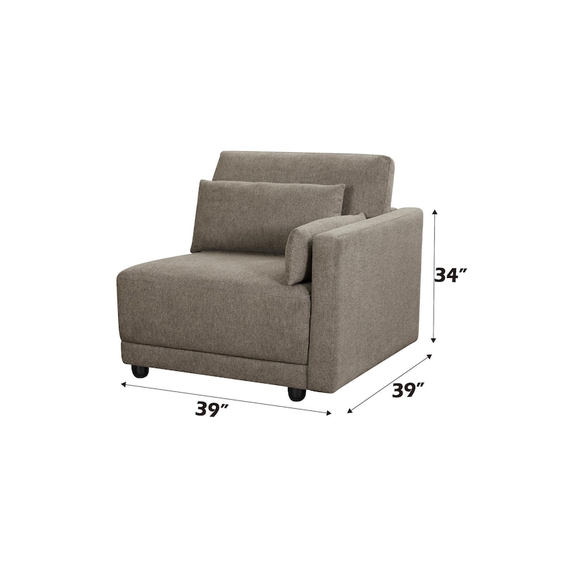 5Pcs Brown Linen Modular Sofa with Pillows, 39x111x34 inches, 281 lbs