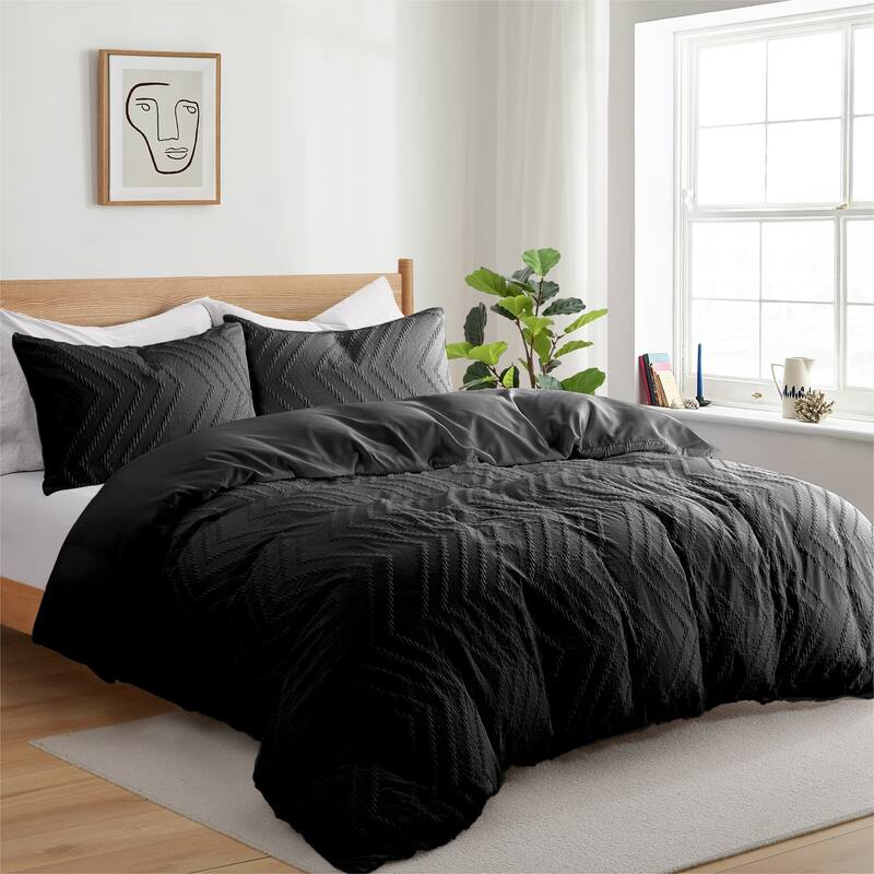 Clipped Jacquard Geometric Duvet Cover & Pillowcase Set