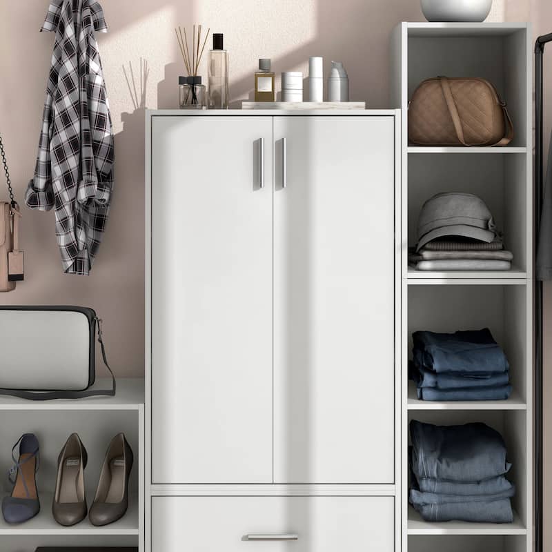 DH BASIC Modern Wood Customizable Stackable Storage Organizer - Cube Shelves, Drawer Cabinet, Bookcase with Doors by Denhour