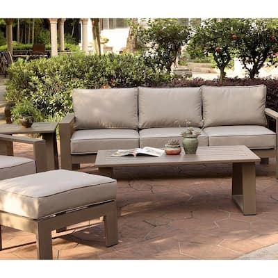 Marina 28x50 Inch Aluminum Coffee Table - Best Outdoor Patio Furniture - (w) 49.8 in. x (h) 17.91 in. x (d) 26.38 in.