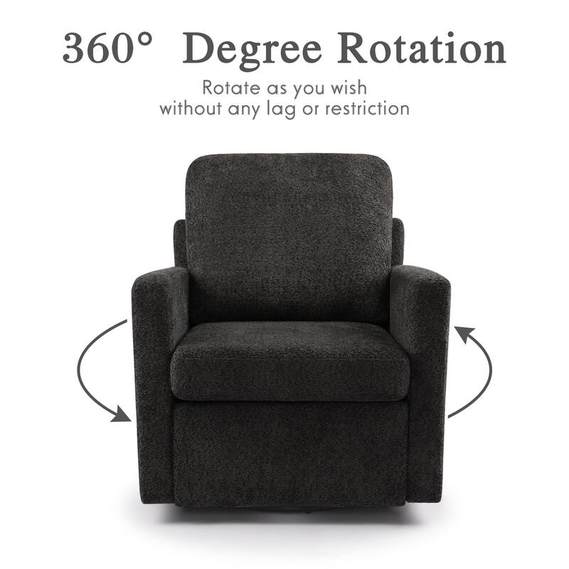 Furry Swivel Chair Comfy Teddy Accent Armchair Soft Padded Single Sofa Reading Chair with Pillow，Set of 1