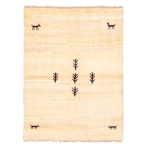 slide 2 of 9, ECARPETGALLERY Hand-knotted Kashkuli Gabbeh Cream Wool Rug - 4'9 x 6'3 Cream - 4'9 x 6'3