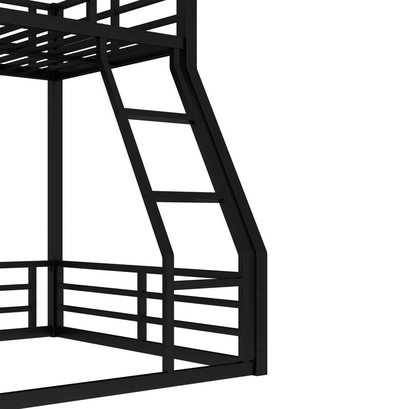Heavy Duty Metal Bunk Bed, Low Floor Bunk Bed Frame with Full Length Guardrail, Noise Free Design