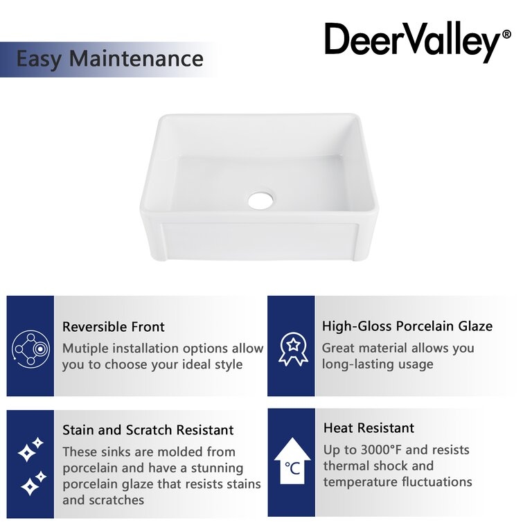 DeerValley Harvest 30 L X 20 W Rectangular Farmhouse Kitchen Sink   DeerValley Harvest 30