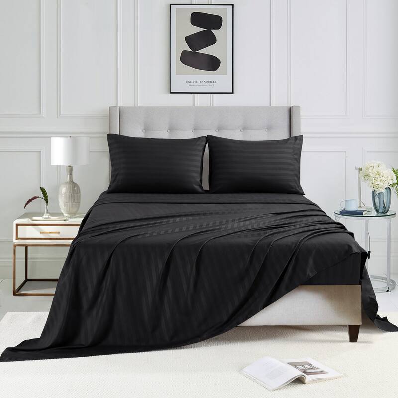 3/4 Pcs Luxury Stripe Bed Sheets Set