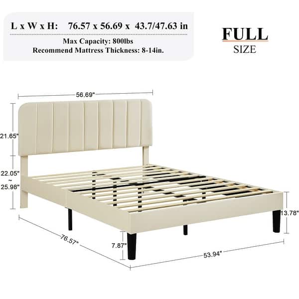 dimension image slide 21 of 22, Javlergo Upholstered Adjustable Headboard Velvet Platform Bed Quiet Heavy-Duty Bed Frame No Box Spring Needed